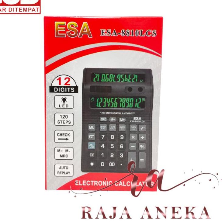 

dphm261 Kalkulator Layar Lcd Led menyala Calculator Besar Esa 8810 12 digit cek ulang 2 layar bolak balik bsai611