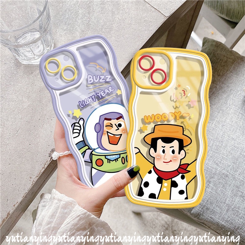 Case OPPO A17 A15 A55 A55 A16 A12 A95 A76 A57 A54 A16K A96 A7 A74 A15s A5s A16E F9 A53 A9 A5 A17K A16s A3s A12E A52 A72 A32 Woody Buzz Light Year Toy Story Wavy Edge Soft Penutup Belakang