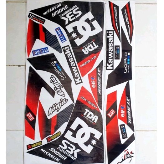 STRIPING VARIASI LIST STIKER MOTOR KAWASAKI NINJA 250 FI  HITAM MERAH STIKER NINJA FI 250 DCSERIES M