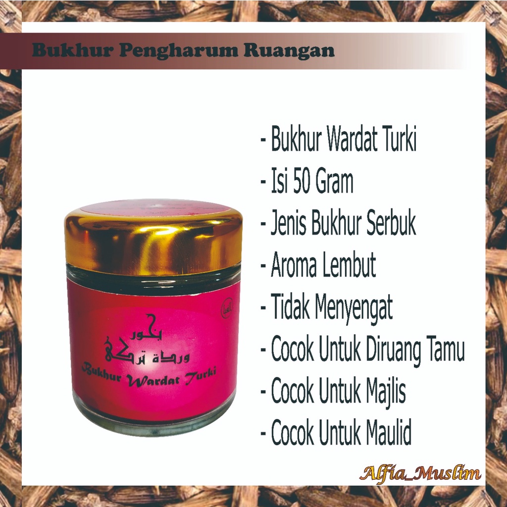 Buhur Wardat Turki Bukhur Dupa Wangi Bakhoor Aromaterapi &amp; Pengharum Ruangan Isi 50 Gram