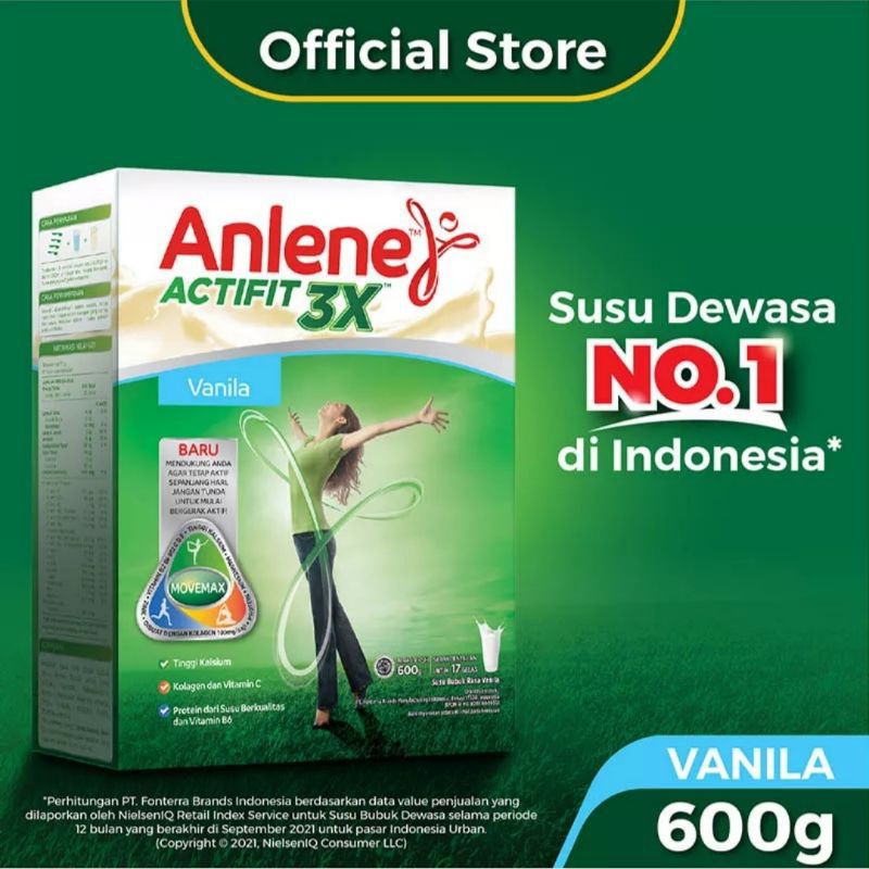 

ANLENE ACTIFIT 3X VANILA 600 GR | SUSU KALSIUM ANLENE 600GR | SUSU UNTUK TULANG KUAT