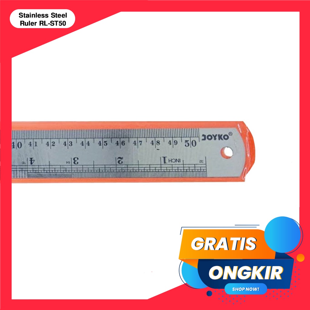 365 Stainless Steel Ruler Penggaris Besi Joyko RL-ST50 50 cm