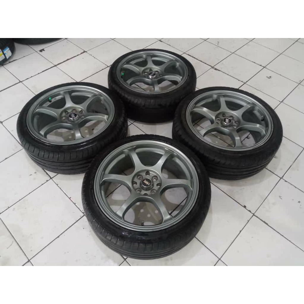 velg mobil jazz second ring 17x7 pcd 4x100x114 et40 + ban 205 45