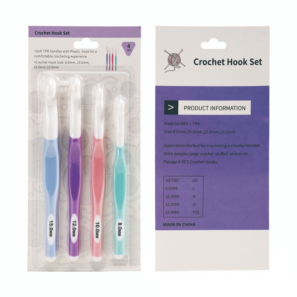 Hakpen Plastik ABS Jarum Rajut Crochet Hooks Set / Knitting Needles Ergonomic (Clover Look Alike) - SET