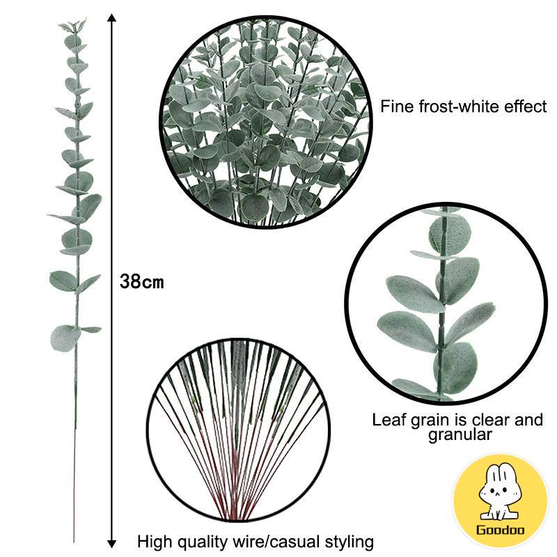 38cm Cabang Tunggal Eucalyptus Simulasi Tanaman Hijau Dekorasi Rumah Kantor -Doo