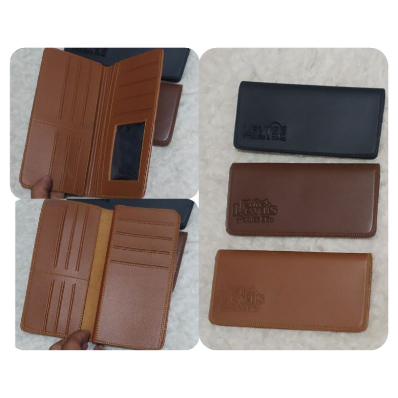 (Grosir) dompet kulit PU lipat berdiri ukuran 3/4 , pendek, panjang, dompet kartu, card holder, name tag brand embos