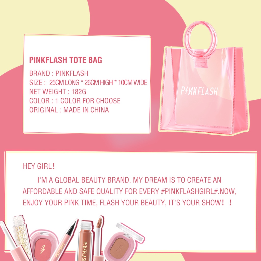 PINKFLASH #More&amp;More Tote Bag PVC Waterproof Travel Bag Large Capacity Beauty Travel Cosmetics