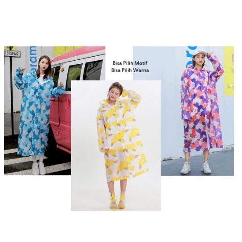 RA 05 Jas Hujan Motif Poncho Kancing Polkadot Unisex Korean Style BEST SELLER