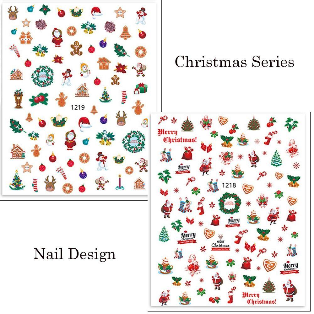 Mxbeauty Natal Nail Art Stiker DIY Desain Kuku Kartun Salon Kuku Santa Claus Xmas Pohon Manicuring Foils