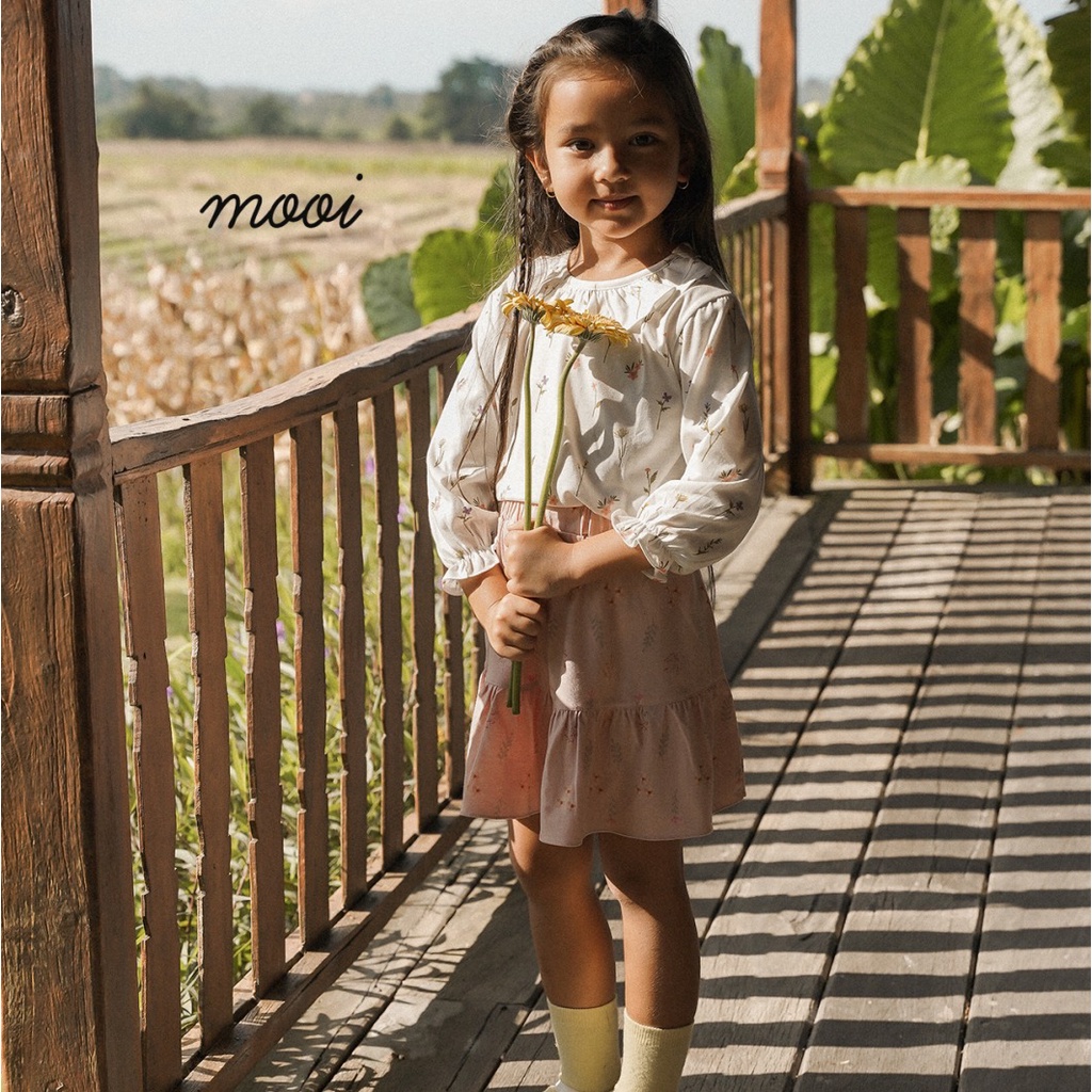 Mooi Erica Ruffle Blouse 1-10 Tahun Erica Long Top Ruffle Atasan Anak Perempuan Tangan Panjang