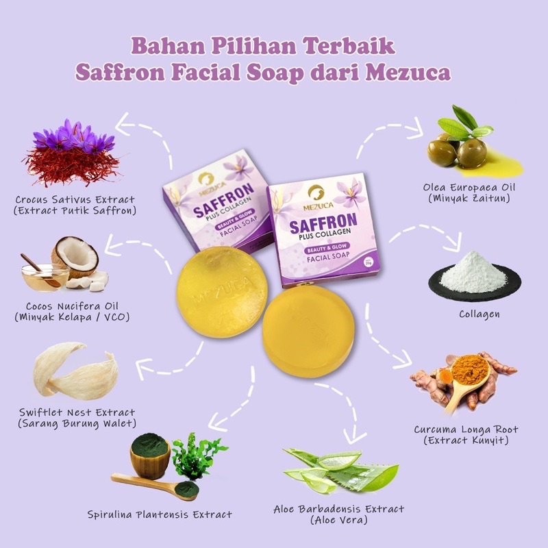 COD MEDAN TERMURAH VIRAL BEST SELLER MEZUCA  Sabun Safron BPOM Pemutih Wajah Alami Ampuh Atasi Jerawat Original Saffron Soap  untuk Muka Berjerawat Flek Hitam Berminyak - Keluarga id