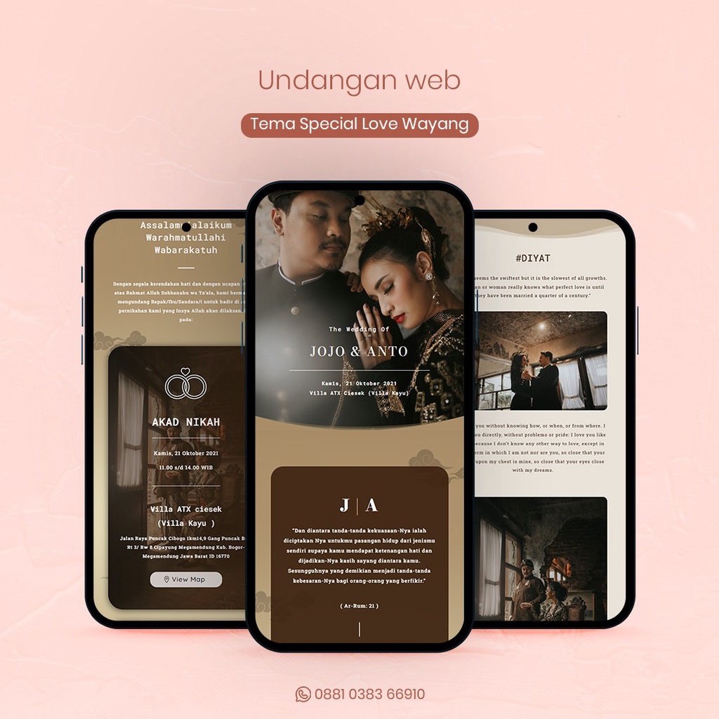 Undangan Online Website Digital Pernikahan Premium/Eksklusif/Art Tema Wayang