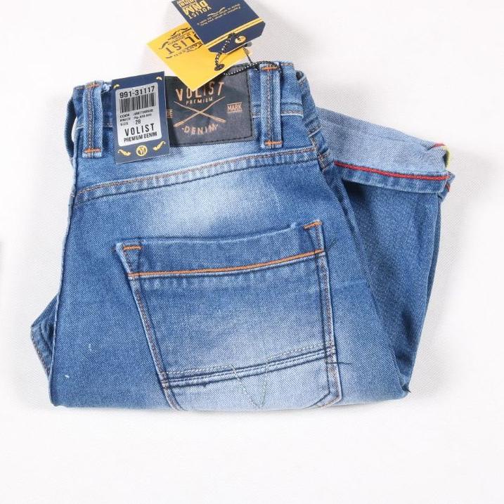 Produk trendy--VOLIST CELANA PENDEK PRIA JEANS DENIM WARNA NAVY SANTAI SKINNY