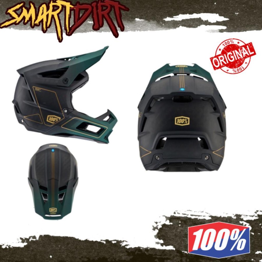 HELM SEPEDA 100% AIRCRAFT 2 CARBON GOLD HELM MTB DOWNHILL 100% CARBON