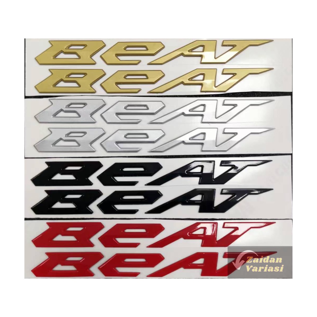 Emblem Honda Beat Timbul 3D Aksesoris Logo Stiker Karbu Street Sepasang 2 Pcs Kanan Dan Kiri Sticker Deluxe Fi Merah Gold New Jepang Japan Titanium Latin Hitam