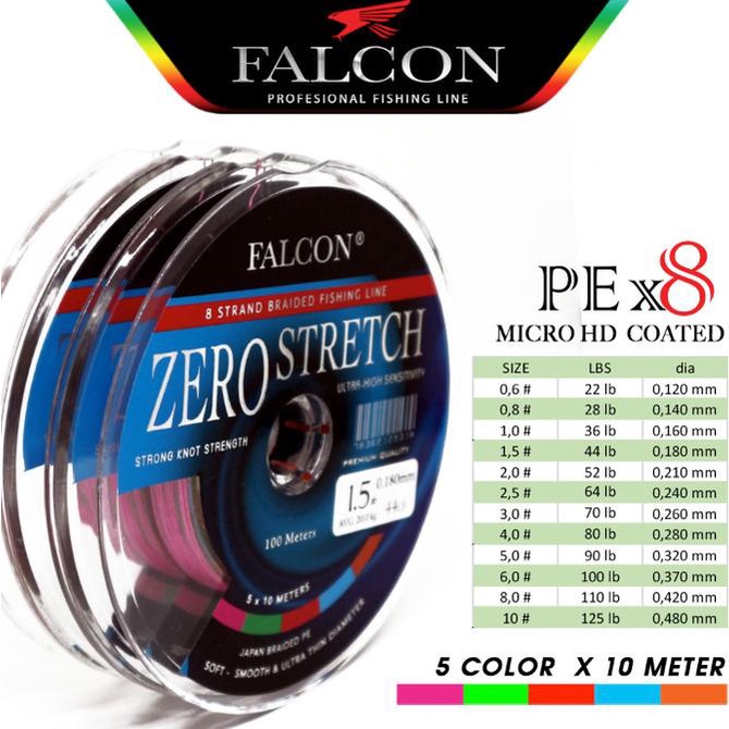 Senar Pe X8 Falcon Zero Stretch Braided Pe