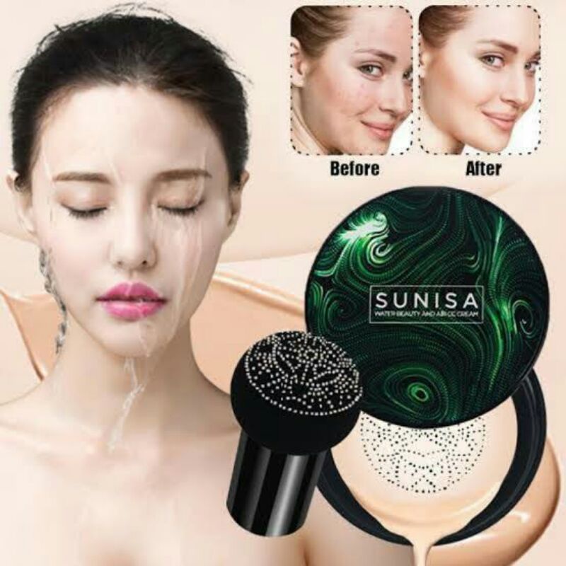 SUNISA Mushroom Cushion Anti Air 100% ORI Water Beauty Air Pad CC Cream Bedak