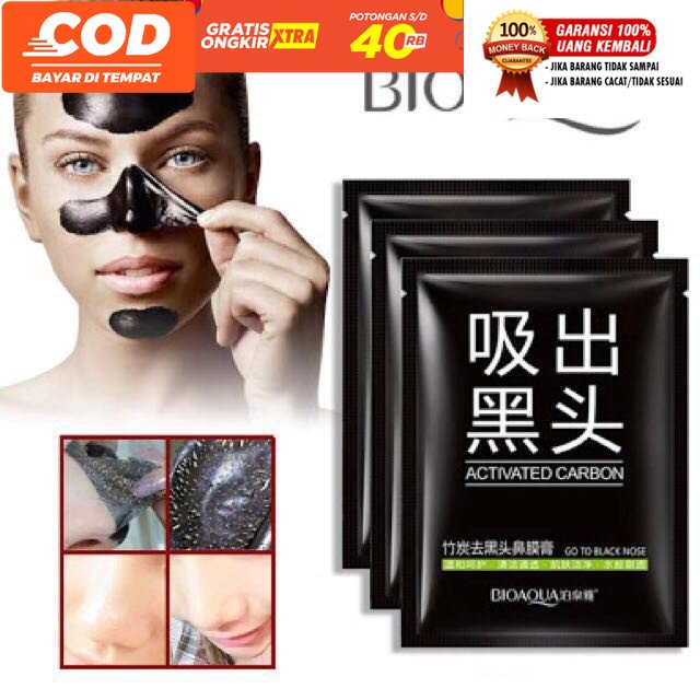 BIOAQUA ACTIVATED CARBON NOSE BLACK MASK / Bioaqua Activated Carbon Masker Penghilang Komedo COD rea