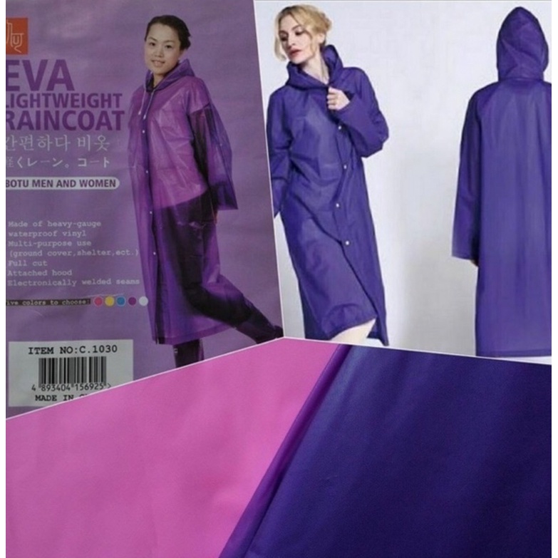 Jas Hujan Eva Lightweight Raincoat Universal Unisex Pria Wanita Plastik Mudah Dibawa Model Ponco Korea Polos ORIGINAL