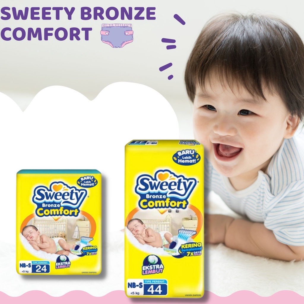 Popok Bayi NewBorn NB S M L Sweety BRONZE Comfort Tipe Perekat / Celana diapers sekali pakai