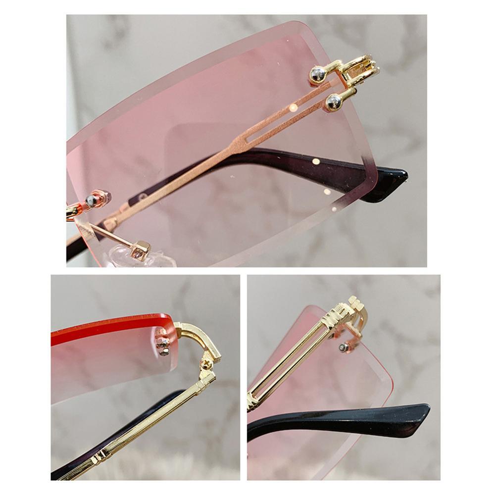 Kacamata Hitam UV400 Bentuk Persegi Panjang Gaya Retro Bahan Metal Untuk Wanita