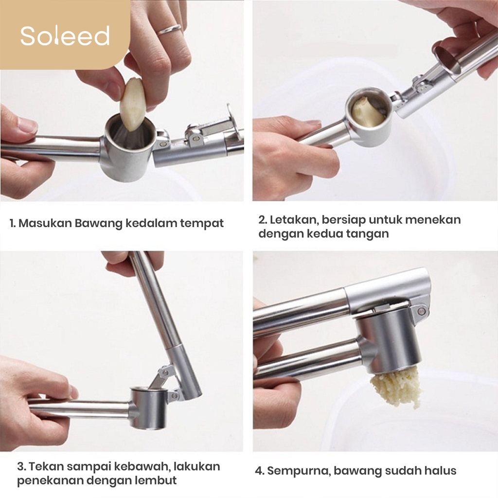 SOLEED ALAT PENGHANCUR BAWANG PUTIH STAINLESS SETEEL GARLIC PRESS