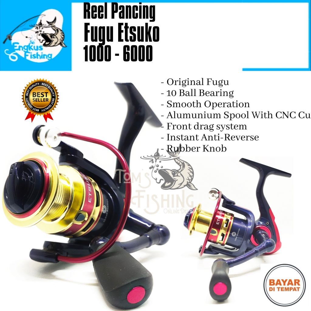 Reel Pancing Fugu Etsuko 800 - 6000 (10Bearing) Spool Alumunium Murah - Engkus Fishing