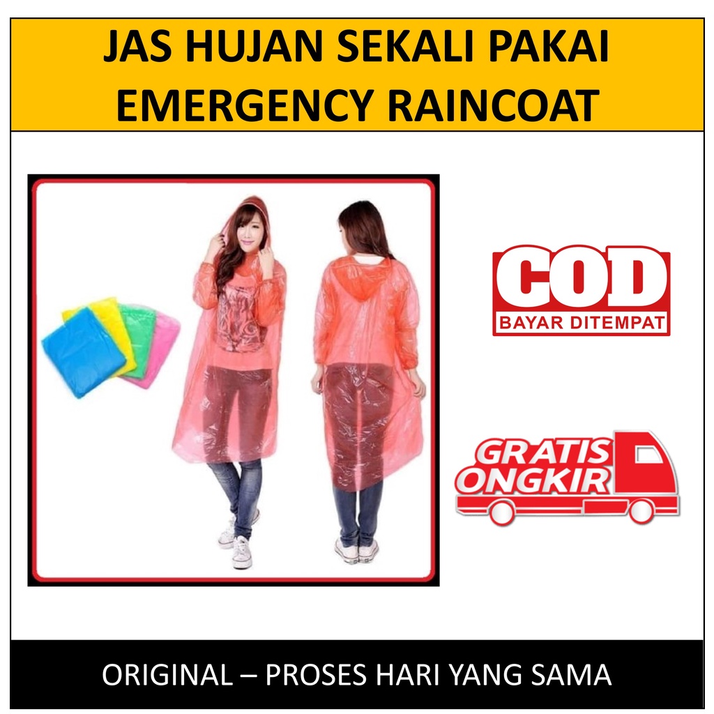 Jas Hujan Sekali Pakai Jas Hujan Plastik Kresek Jas Hujan Poncho Disposable Raincoat Emergency