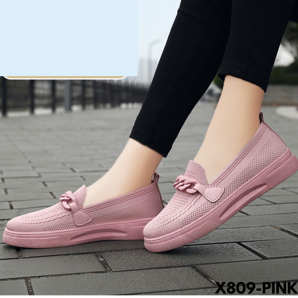 SNEAKERS WANITA MODEL SEPATU ANTI RIBET PRAKTIS WASY WEAR BAHAN FLYKNIT IMPORT 809