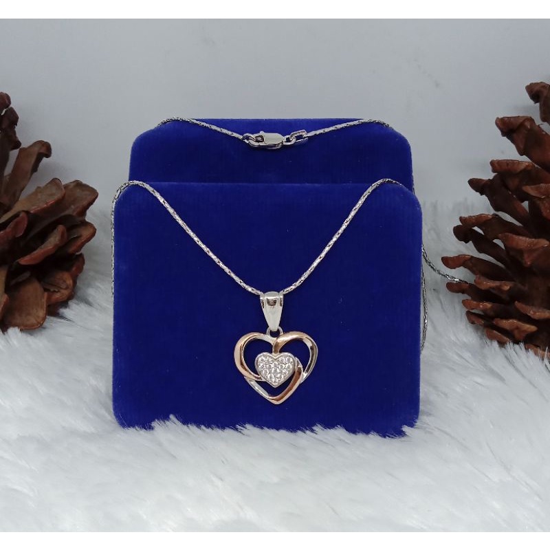 kalung aquila liontin love mata kombinasi warna, emas putih kadar 420(9k)