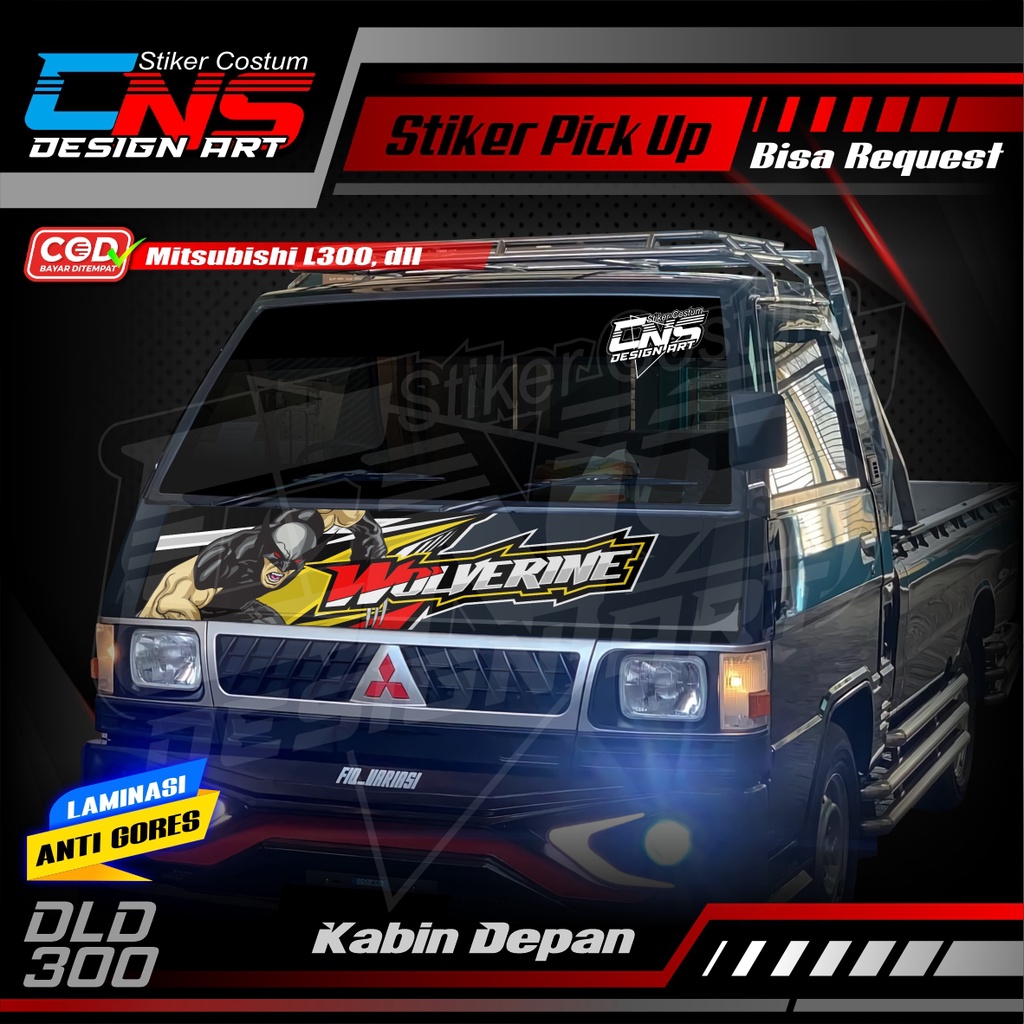 Stiker Decal Kabin Depan WOLFERINE all Pick Up L300, Futura/T120ss. New Carry, Granmax, Dll Custom B