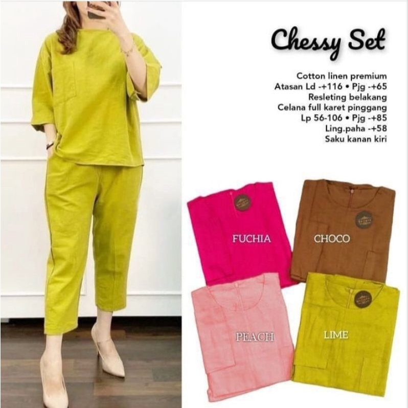 chesy set linen wanita