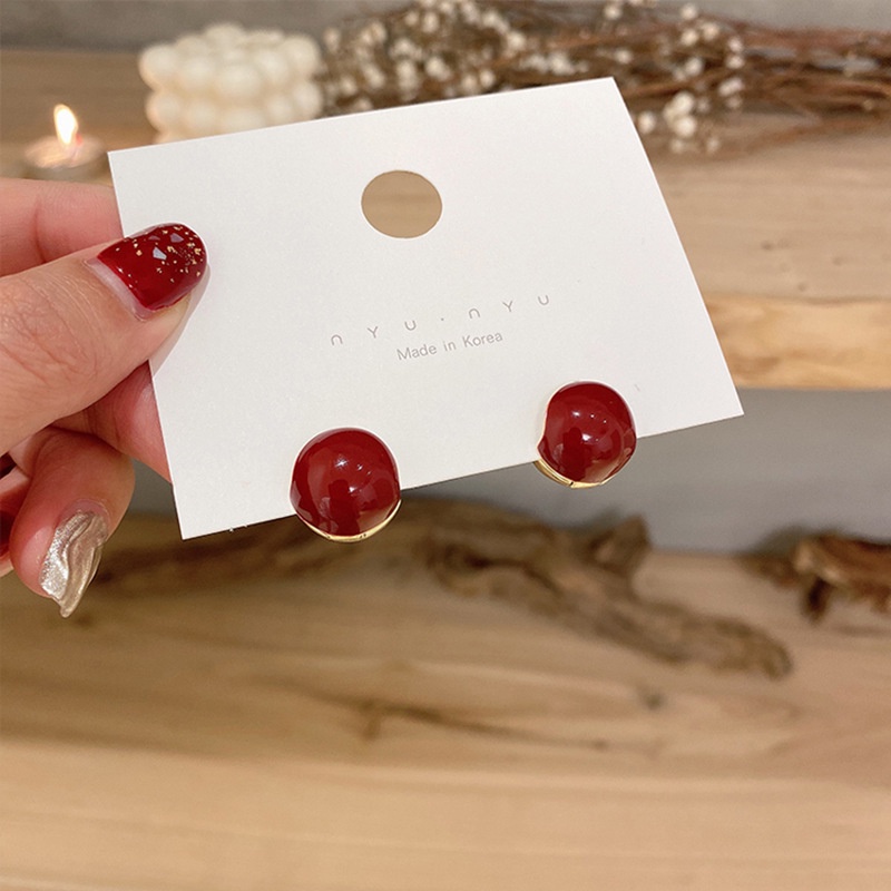 Anting Kait Gantung Temperament Desain Kacang Merah Gaya Koreasimpleretroistanasexy Untuk Wanita