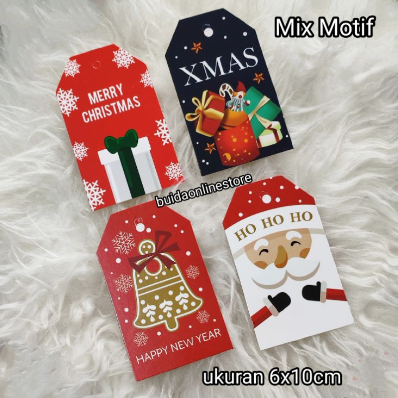 Hang tag Natal Hangtag Merry Christmas Hangtags Happy New Year dekorasi kado label tags tema natal gift box hadiah parcel hampers hiasan kemasan bungkus wrapping kualitas premium santa just for you happy holiday tree ornamen deer