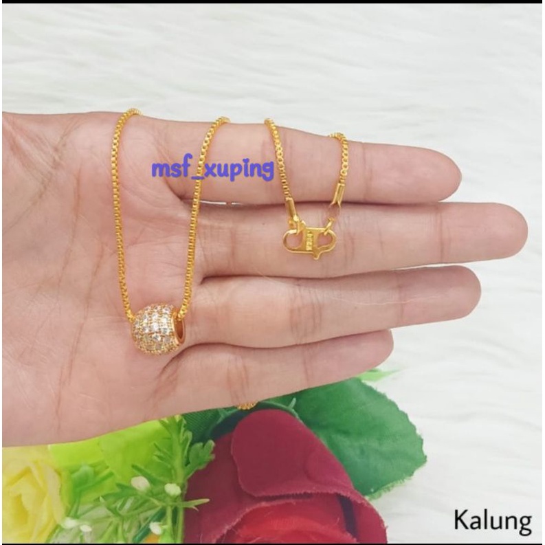 Kalung xuping bandul bola lapis emas aksesoris fashion wanita P012 terbaru