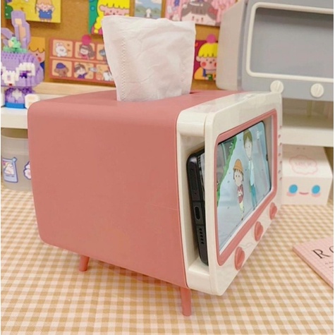 Kotak Tissue Box Organizer Tempat Tisu TV Stand Hand Phone hp Portable