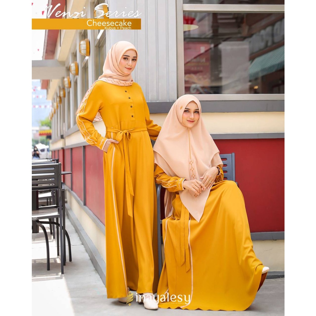 GAMIS SET KHIMAR VENZI SERIES CHEESE CAKE ORIGINAL INAYA INAYALESY FASHION DRESS BAJU BUSANA MUSLIM 