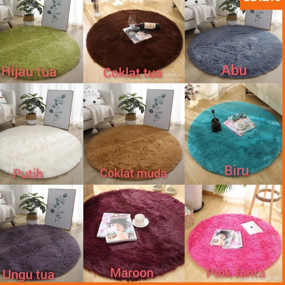 Belanja kuat--Karpet Bulat Polos Karpet Lantai Dekorasi Ruangan Diameter 1 Meter
