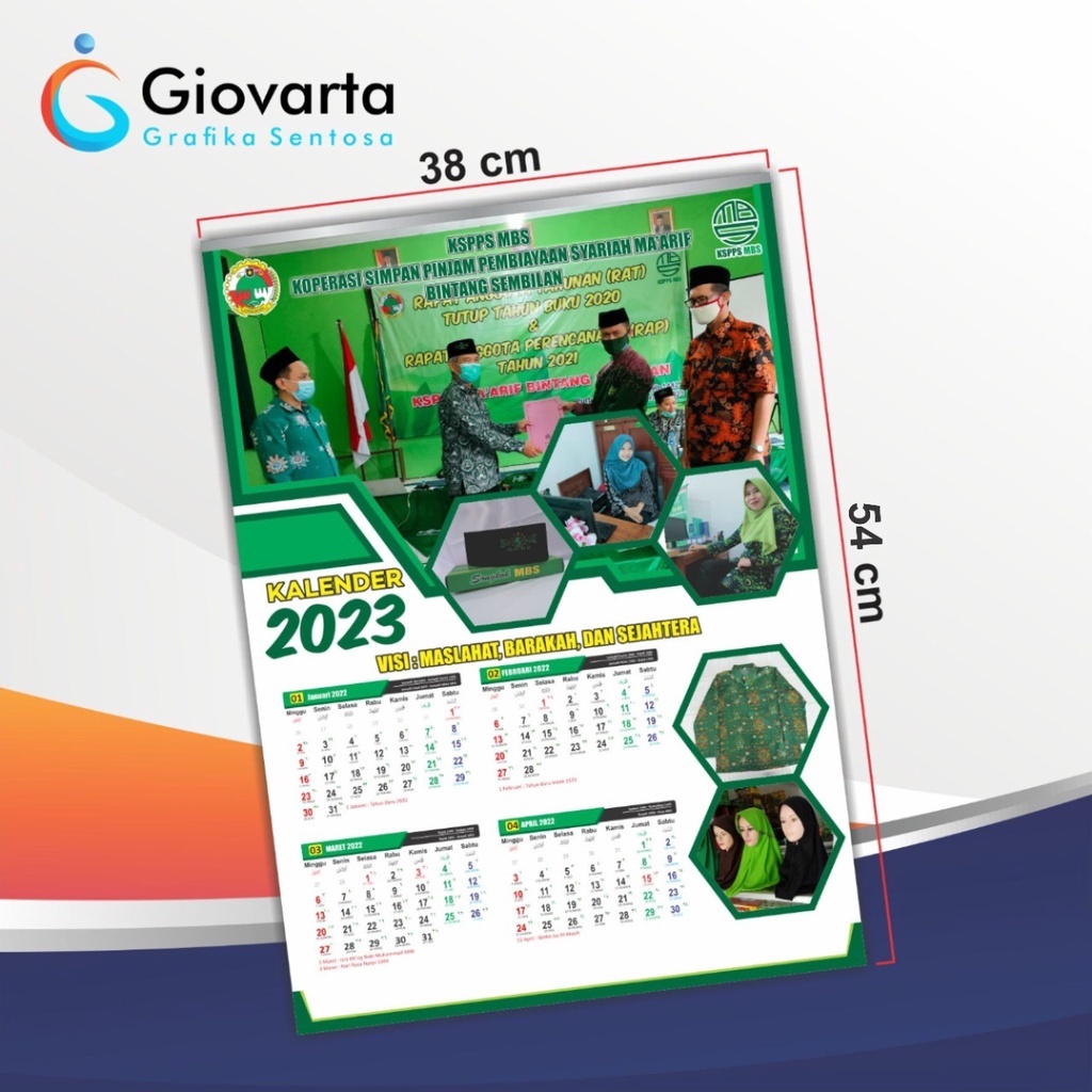 

Kalender Dinding 2023 Custom /Bahan AP120 / Ukuran 38x54cm / 3 Halaman