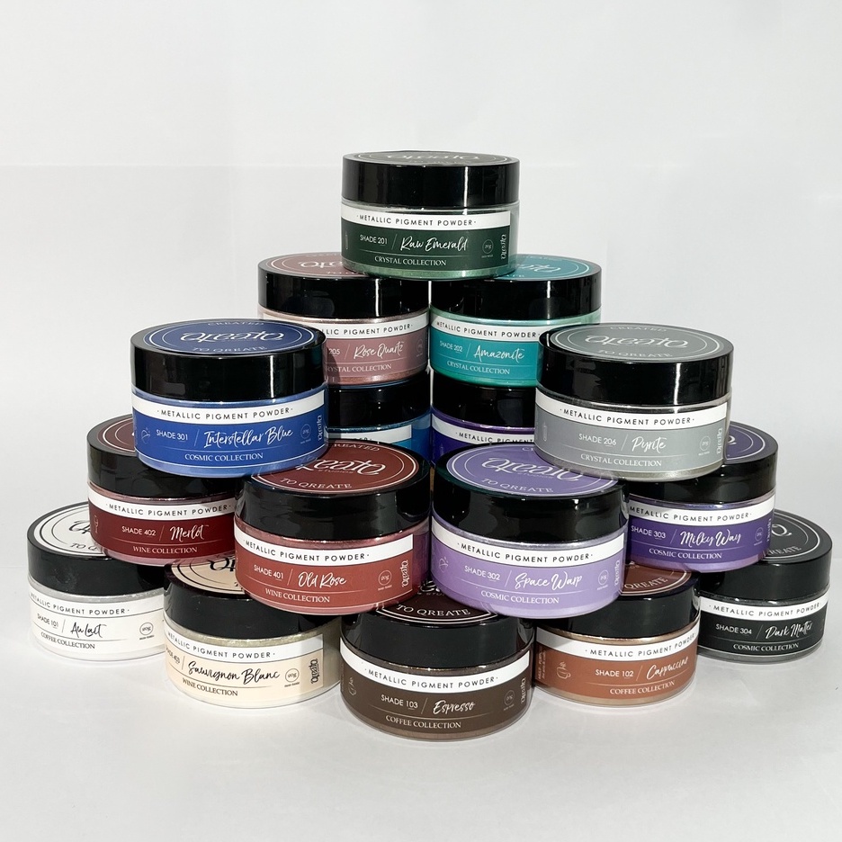 

QREATESTUDIOS | PIGMENT BUNDLE in JAR (20grams) | Pigmen Pewarna Bubuk Resin Slime Lilin Sabun Metalik | Powder Pigment by Qreate