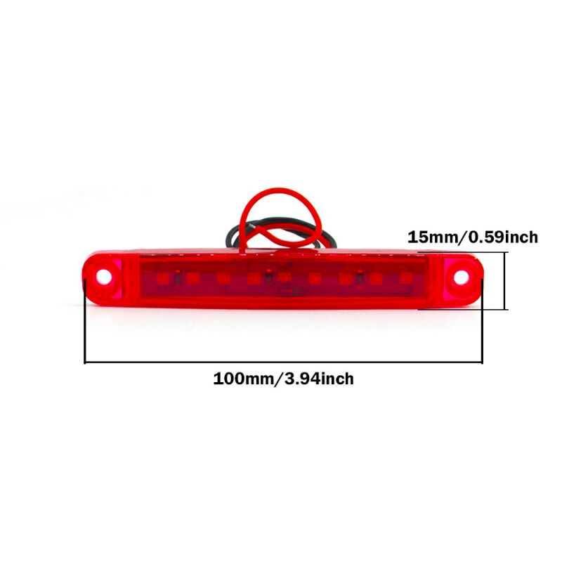 1pc Lampu Peringatan Samping 9-LED 12V-24V Bentuk Oval Untuk Mobil / Truk / Trailer / Caravan