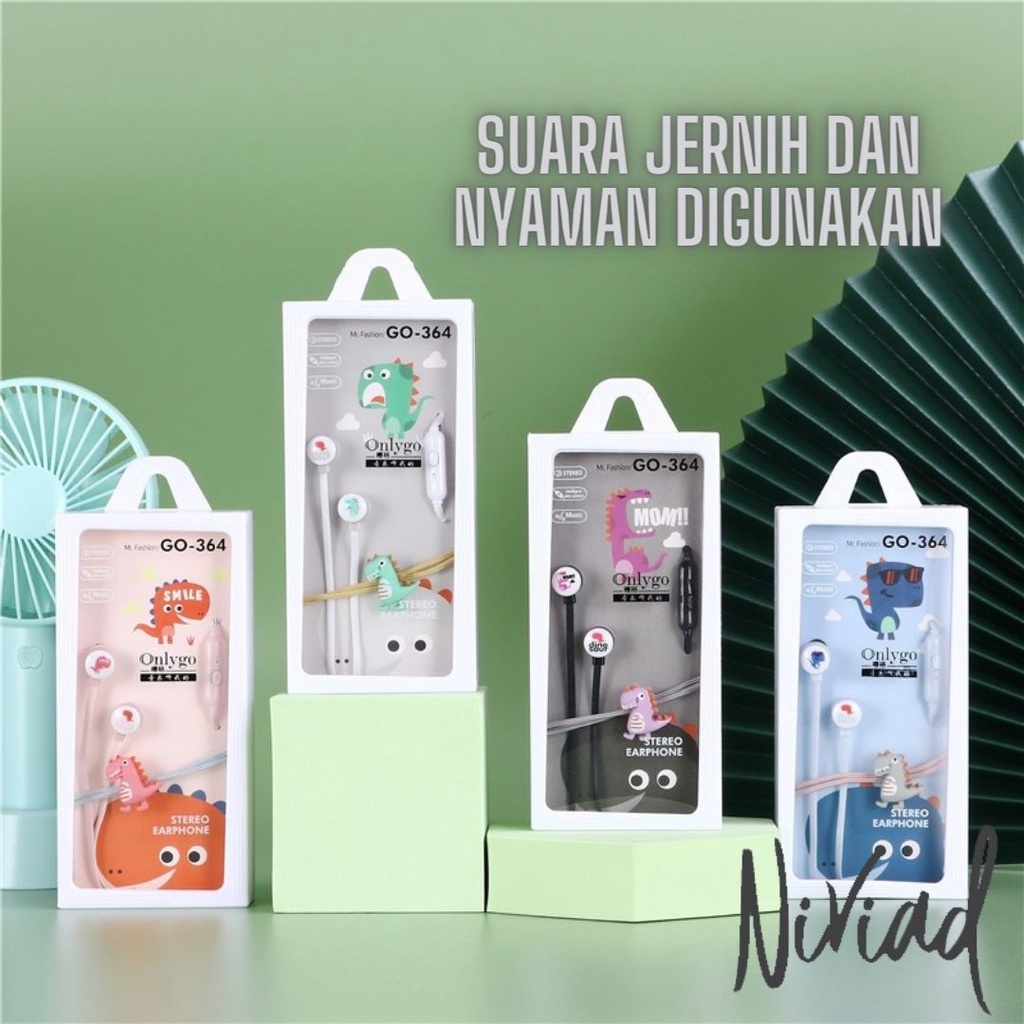 Stereo Earphone/Headset Karakter Dinosaurus