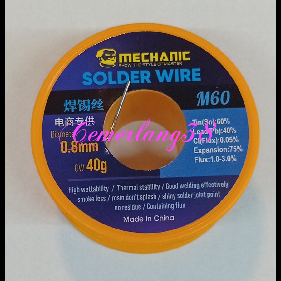 Timah Solder Wire Kawat Solder 0.8 /Timah Gulung Mechanic M60 Original