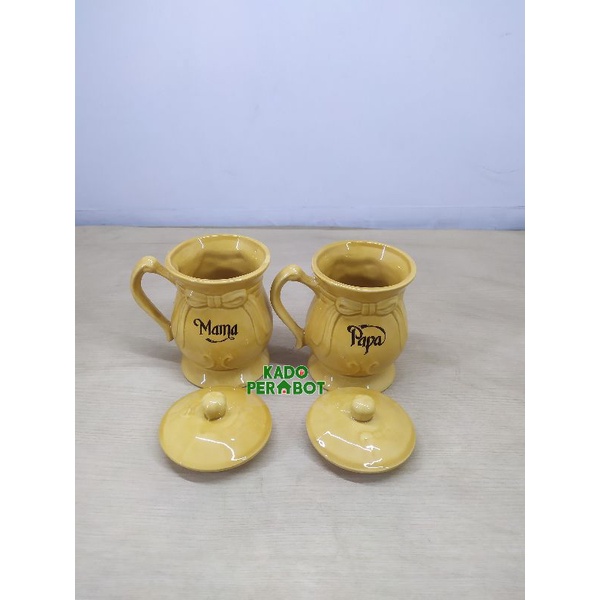 Kado Mug Tutup Papa Mama Isi 2Pcs