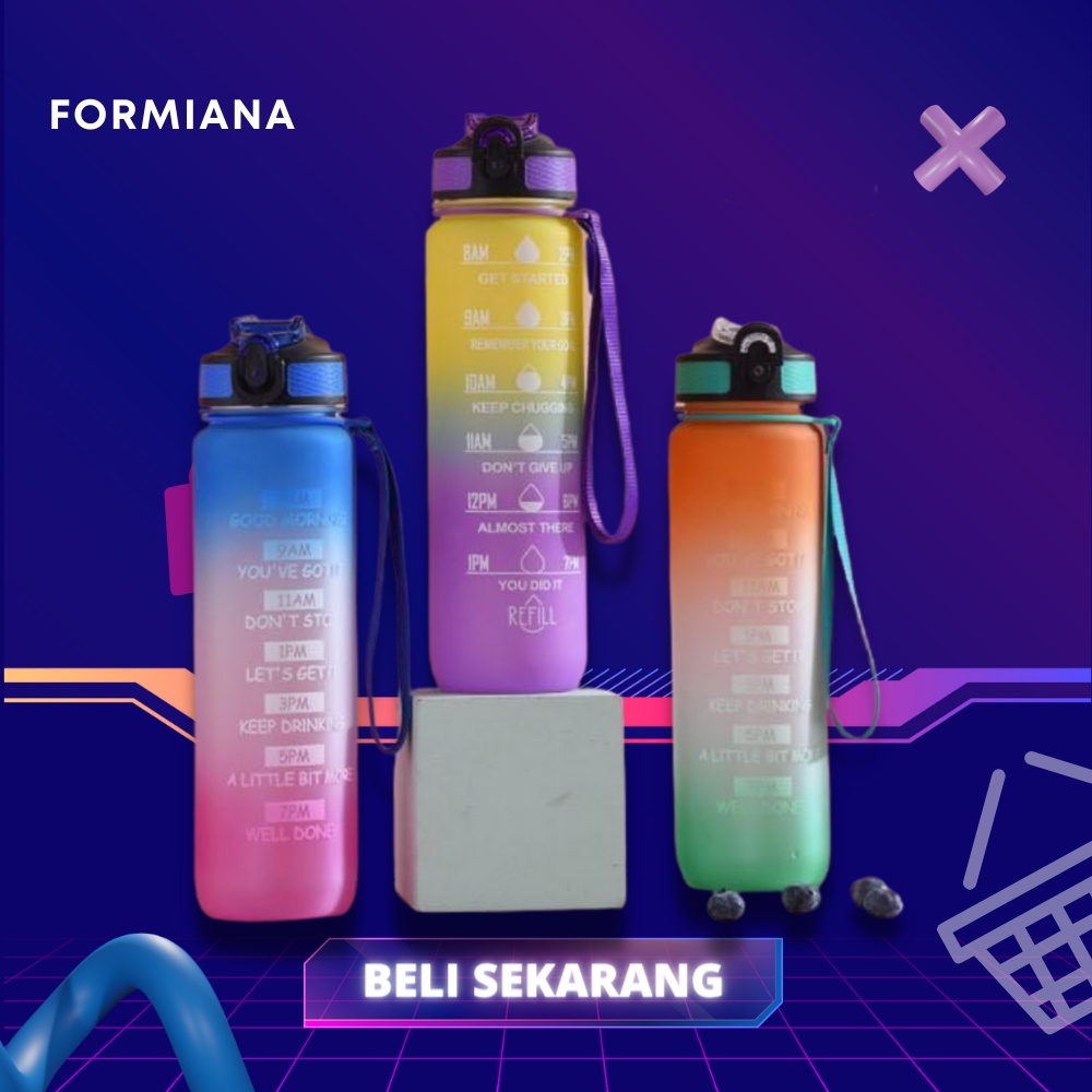 FM - Botol Minum Viral Warna Gradasi Kapasitas 1 Liter / Botol Minum Warna / Botol Minum Anak