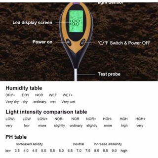Harga termurah Alat Tester Tanah 4in1 PH Soil Meter Moisture Temperature Sunlight 4 in 1 for Plants with LCD 7DE #2