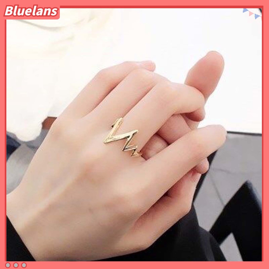 Bluelans ECG Shaped Ring American Street Style Decorative Men Women Fashionable Alloy Ring