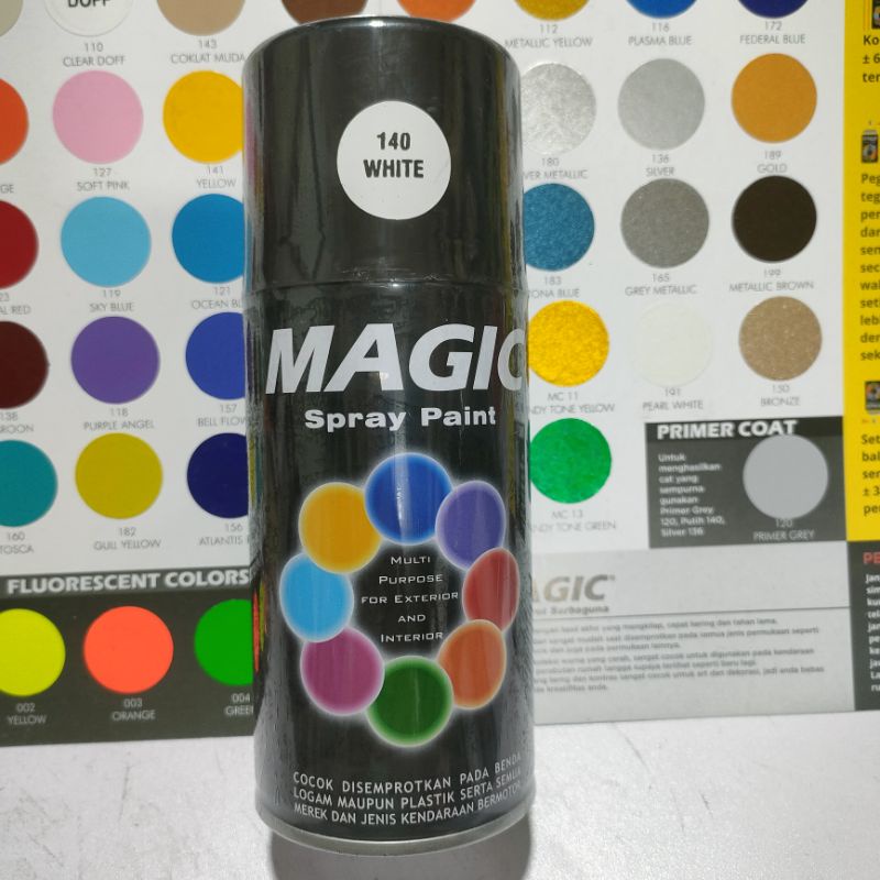 Cat Semprot Serbaguna Magic Pilox Pilok Magic 300cc Ready Berbagai Warna Metalic Doff Dop Glossy Metalik Mengkilap Hitam Putih Black Epoxy Silver Grey Abu Violet Merah Pink Ungu Hijau Biru Orange Candy Yellow Kuning Ukuran Besar 300 cc