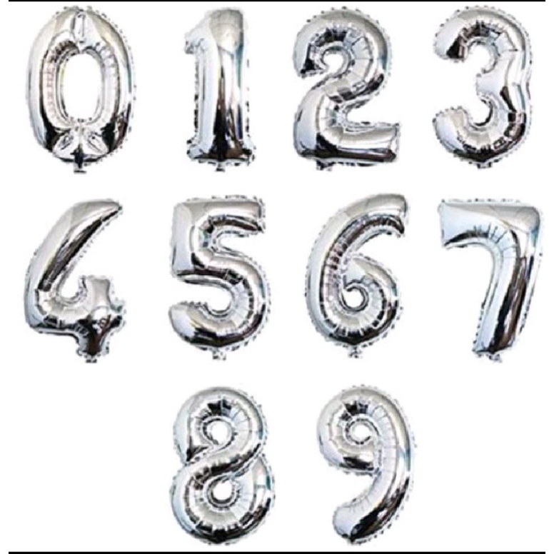 Balon Angka 80 cm Silver