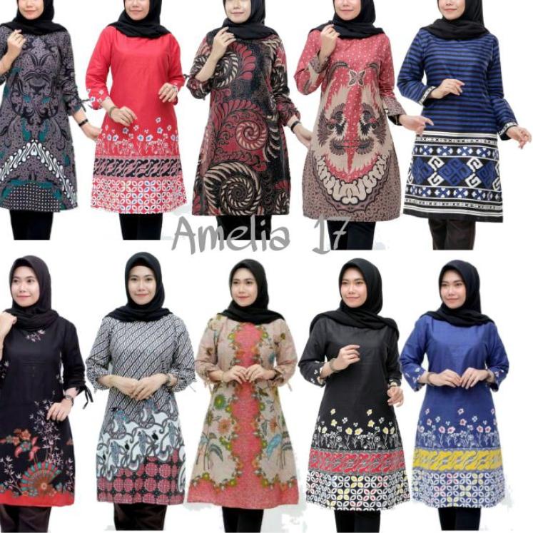 Tren Terbaru Model Baju Batik Wanita Terbaru 2022 Atasan Lengan Panjang Tunik Wanita - tunik batik w
